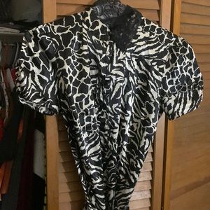 Silk Animal Print Top W/ Belt